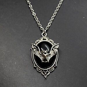 Black Bat Pendant Necklace